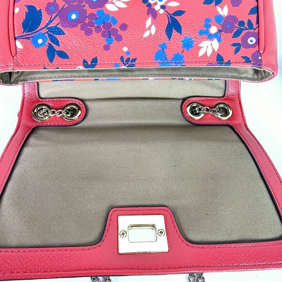 Emma & Sophia Floral Leather Coral Purple Handbag - Picture 8 of 10